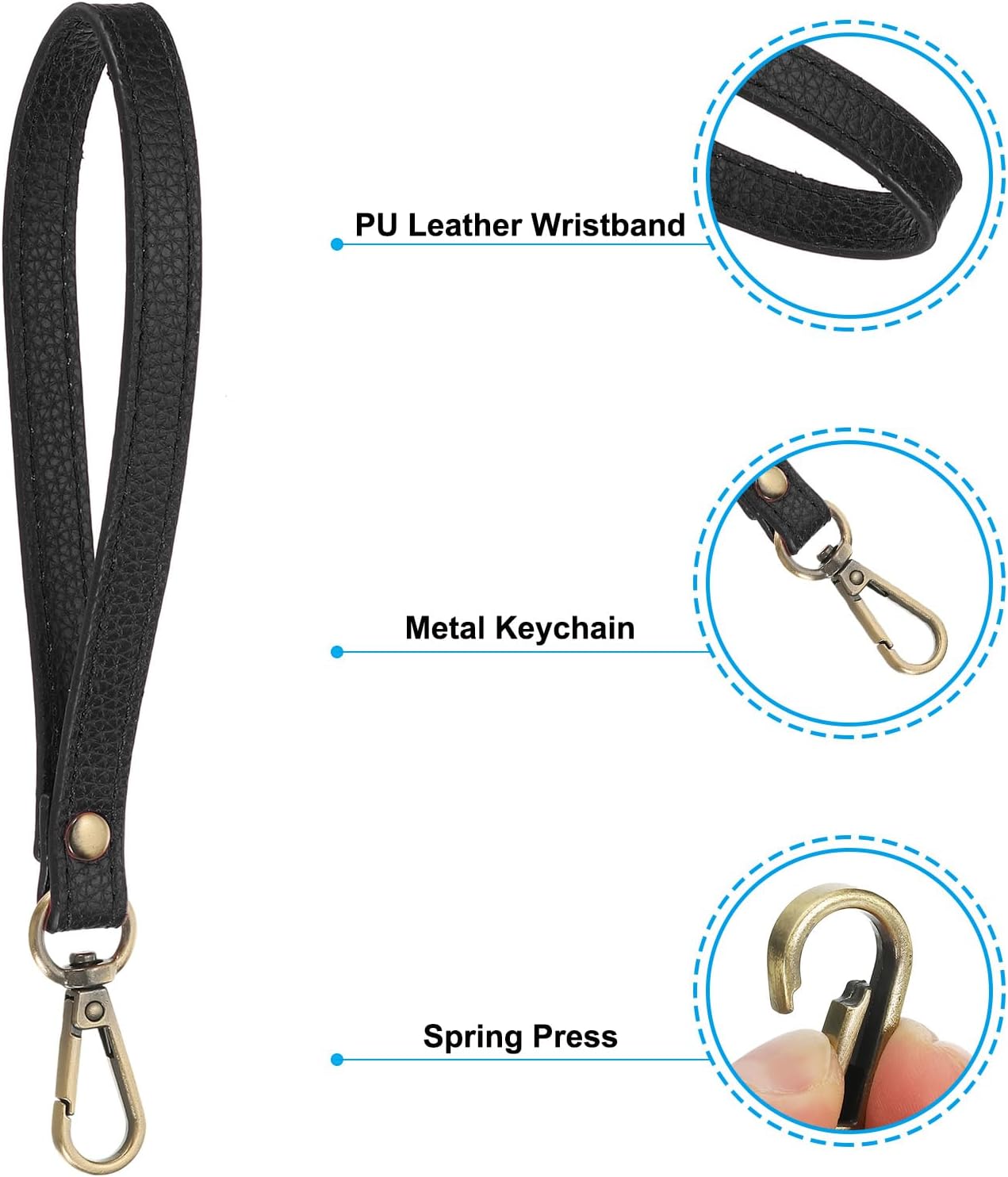 PATIKIL PU Leather Keychain with Metal Key Ring Lock, for Wallet Purse
