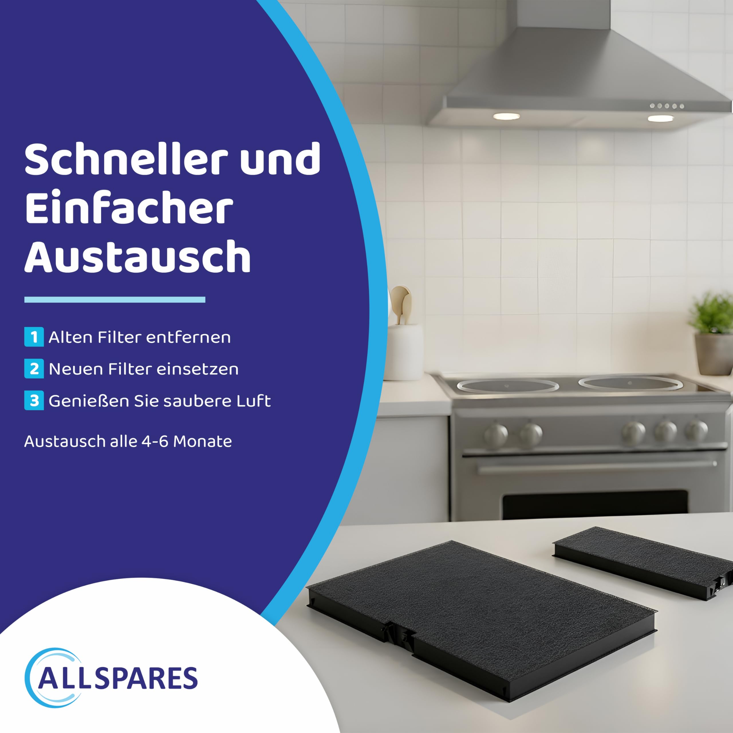 Aktivkohlefilter (2 St.) für Dunstabzugshauben geeignet für Bosch DWZ0AK0A0, 11018700 | Siemens LZ10AKA00 | Neff Z51AIA0X0 | Constructa 17000965 | 364x240mm & 250x90mm