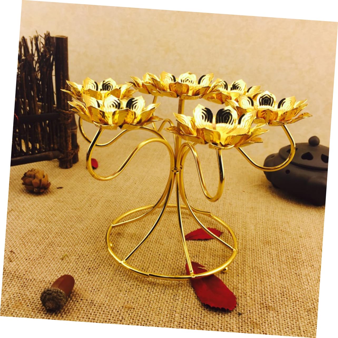 Portacandele A 7 Fiori in Metallo Portacandele Tealight Per Decorazioni Di Nozze Feste E Anniversari