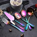 Rainbow Serving Spoons Set 6 Pieces, Serving Utensils Set Include Cake Server Slotted Spoon Serving Spoon Serving Fork Ladle Butter Knife Spreader Serving Set Dishwasher Safe