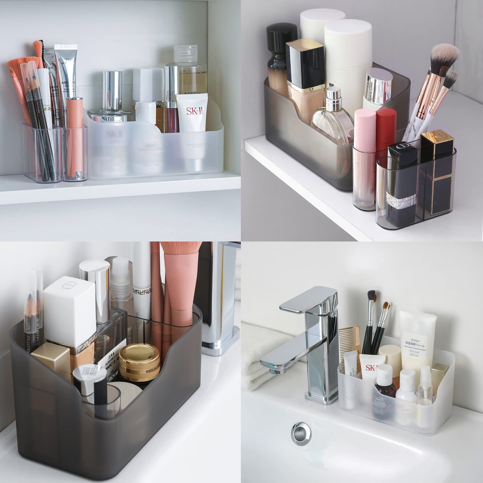 Make Up Organizer, 2 Stück Kosmetik Organizer mit Pinselhalter Abnehmbaren