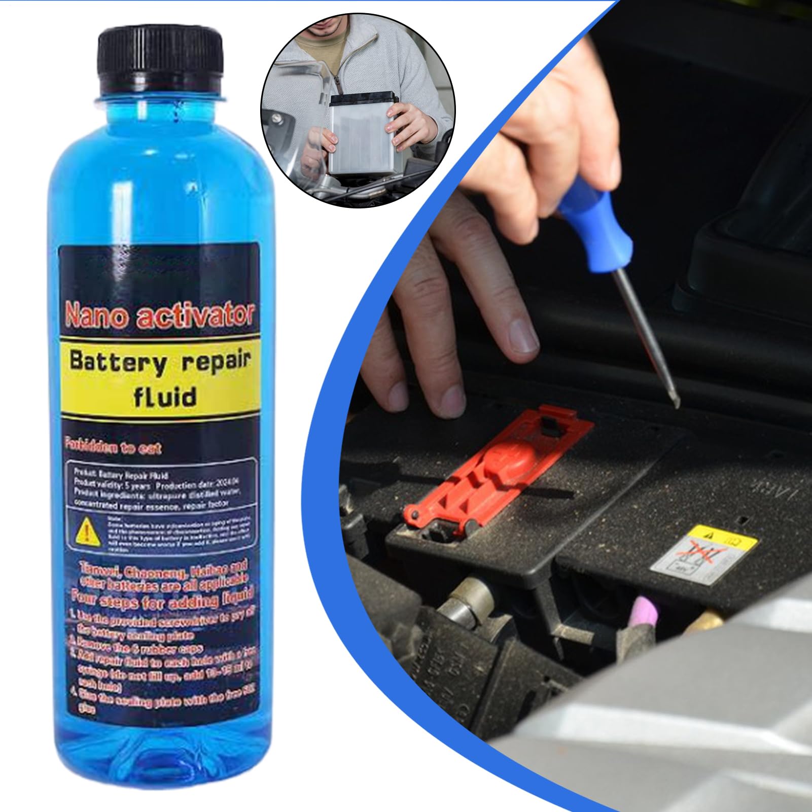 Soluzione Per La Riparazione Delle Celle Della Batteria - 500 ml Additivo Fluido Per Riparazione E Restauro | Soluzione Per Il Ripristino Della Batteria | Per L'Utilizzo Nella Meccanica Di Veicoli Aut