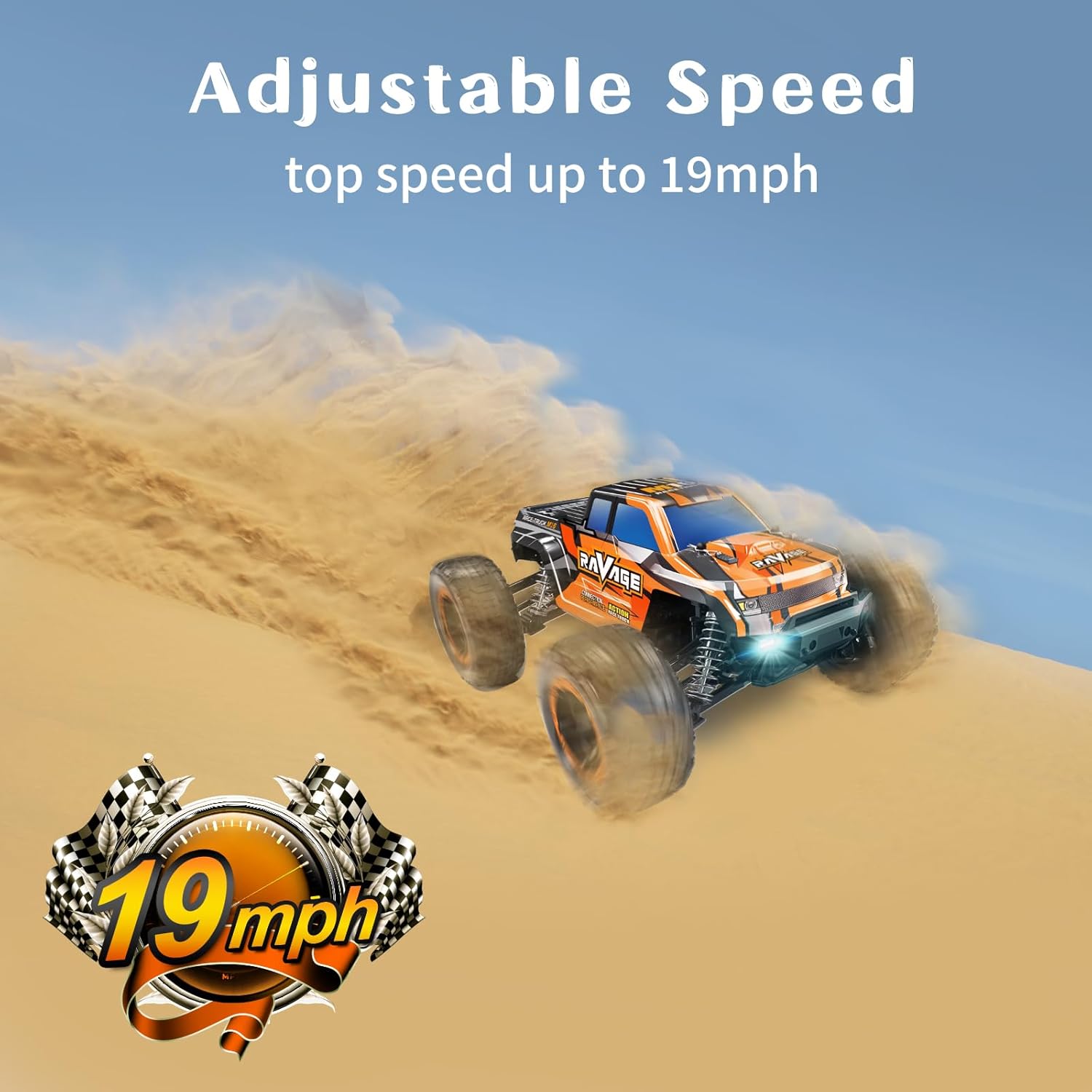 Loolinn | Durable RC Cars for Kids - Hobby Grade, 1/16 RC Truck, Top Speed 19mph, Adjustable Speed, Off-Road, 4WD - Upgradeable Remote Control Car (Gift for Boys and Adults)