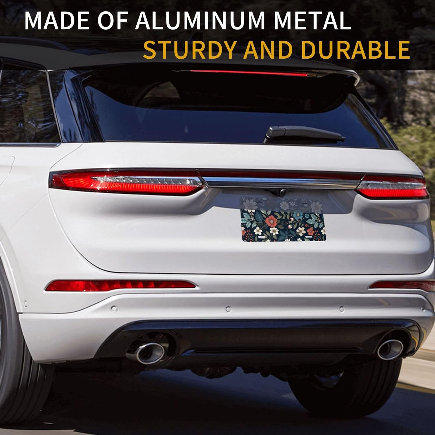 Front License Plate Cover – Aluminum Metal Car Accessory, Rust-Proof Novelty Vanity Tag Decor for Men & Women, 6x12 with 4 Holes - 047 Vintage Flowers