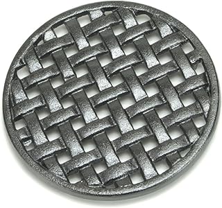 Minuteman International TWI-03 Round Lattice woodstove Tabletop cast Iron Trivet, Black