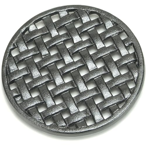 Minuteman International Round Lattice woodstove Tabletop cast Iron Trivet, Black