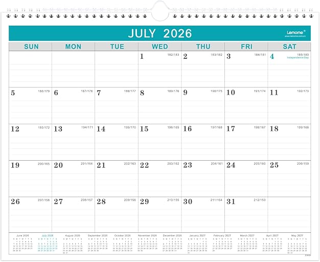 Calendar 2026-2027, 18 Months from July 2026 to December 2027,11.5" x 14.6", with Julian Date