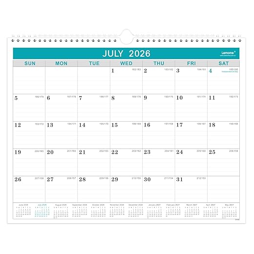 Calendar 2026-2027, 18 Months from July 2026 to December 2027,11.5" x 14.6", with Julian Date