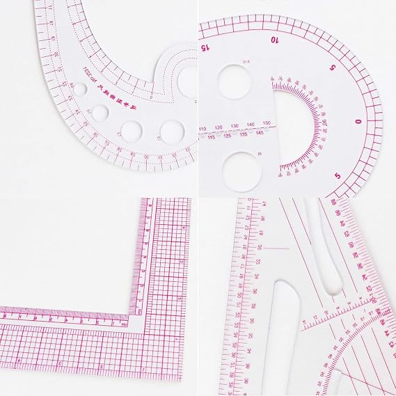 Professional Sewing Pattern Making Ruler Set, Styling Sewing French Curve Templates, Tailors Pattern Making Ruler for Fashion Design and Guides for Fabric 15PCS