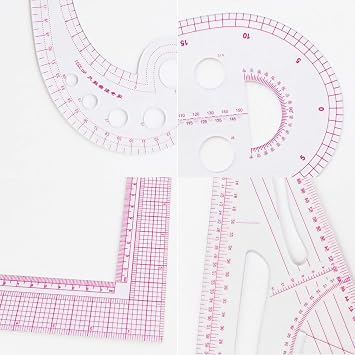Professional Sewing Pattern Making Ruler Set, Styling Sewing French Curve Templates, Tailors Pattern Making Ruler for Fashion Design and Guides for Fabric 15PCS