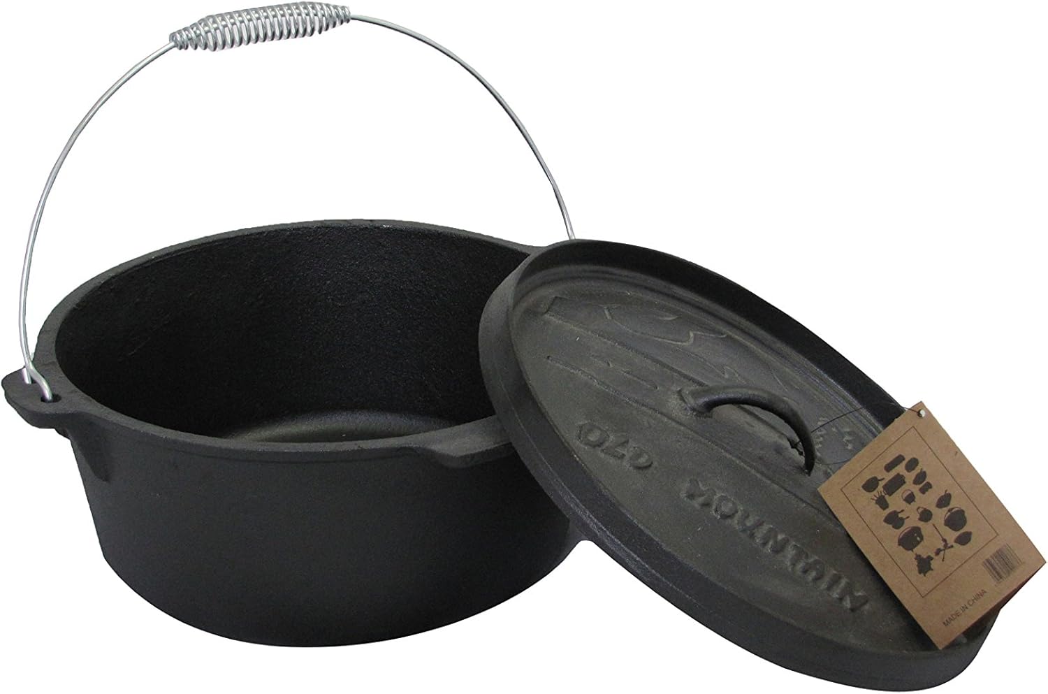 Old Mountain 10177 Pre Seasoned 8-Quart Dutch Oven with Flanged Lid, No Feet, black