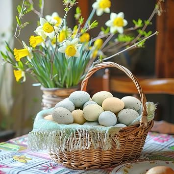Waipfaru 16 Pcs Easter Eggs, Plastic Easter Decorations, Speckled Easter Table Decor, Easter Centerpiece Table Decorations for Indoor Outdoor Home Vase Filler Basket Spring Party DIY