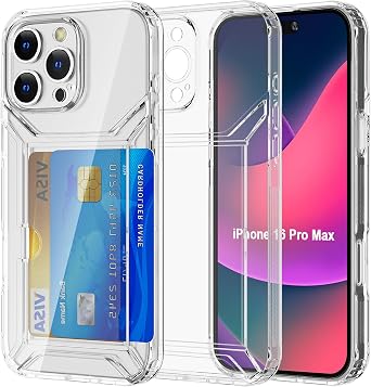 AICase Compatible with iPhone 16 Pro Max Case with Card Holder Clear, Slim Thin Lightweight Transparent Wallet TPU Protective Phone Case with Credit Card Slot Compatible with iPhone 16 Pro Max