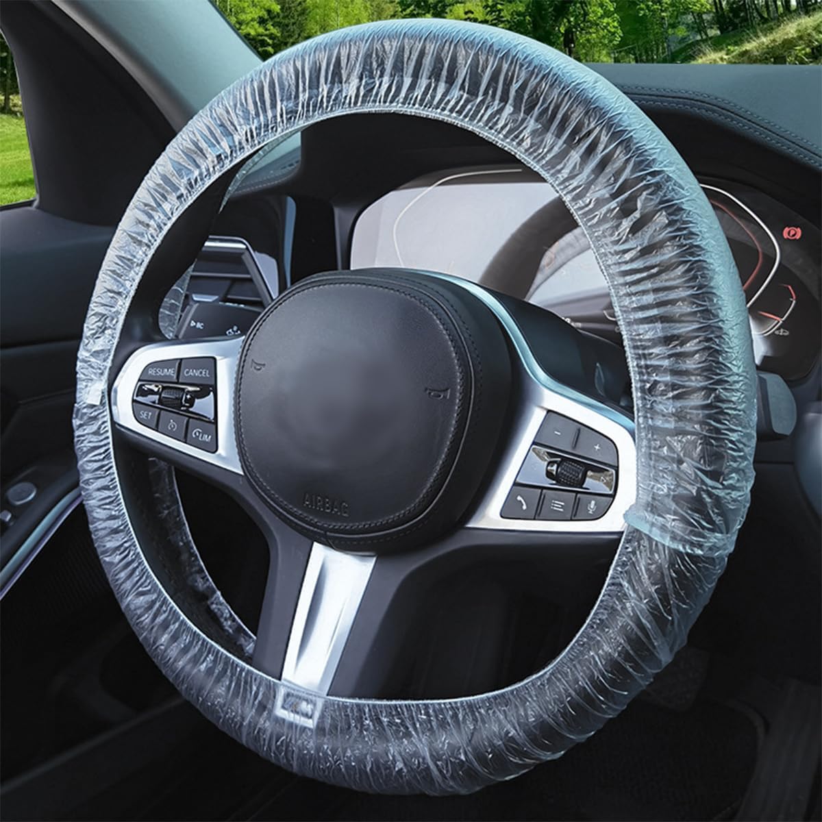 100PCS Disposable Car Steering Wheel Covers, Transparent Vehicle Protector with Elastic Trim, Flexible Clear Steering Wheel Protection Cover, Universal Automotive Interior Accessories thumbnail