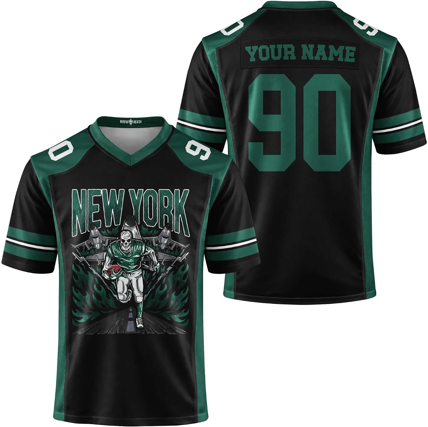 Custom Football Jersey Personalized Name Number Green Black Game Day Fan Shirt for Men Women, Football Team Uniform Top