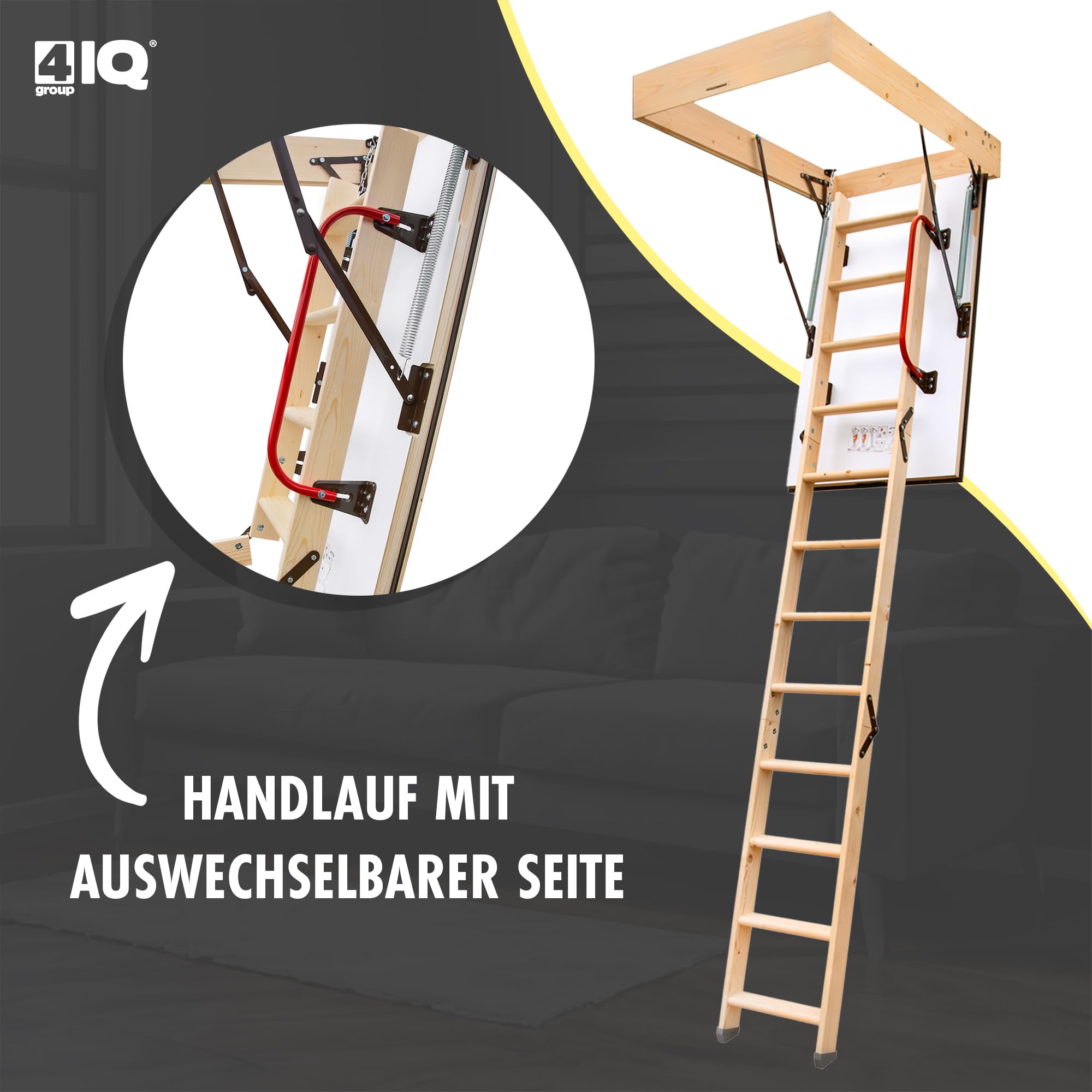 Bodentreppe Gedämmt 120 x 80 cm - Dachbodentreppe U-Wert 0,86 - Dachbodenluke Raumspartreppe Innen - Bodenluke mit Treppe bis zu 150 kg Traglast