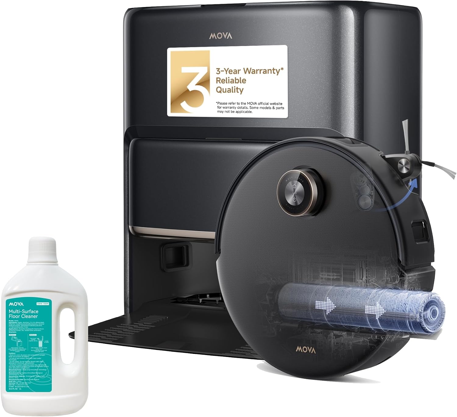 MOVA Z60 Ultra Roller Complete Vacuum Robot and Mop with Cleaning Solution