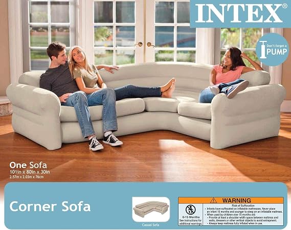 Intex Inflatable Corner Sofa L-Shaped Couch and Ultra Lounge Chair Set