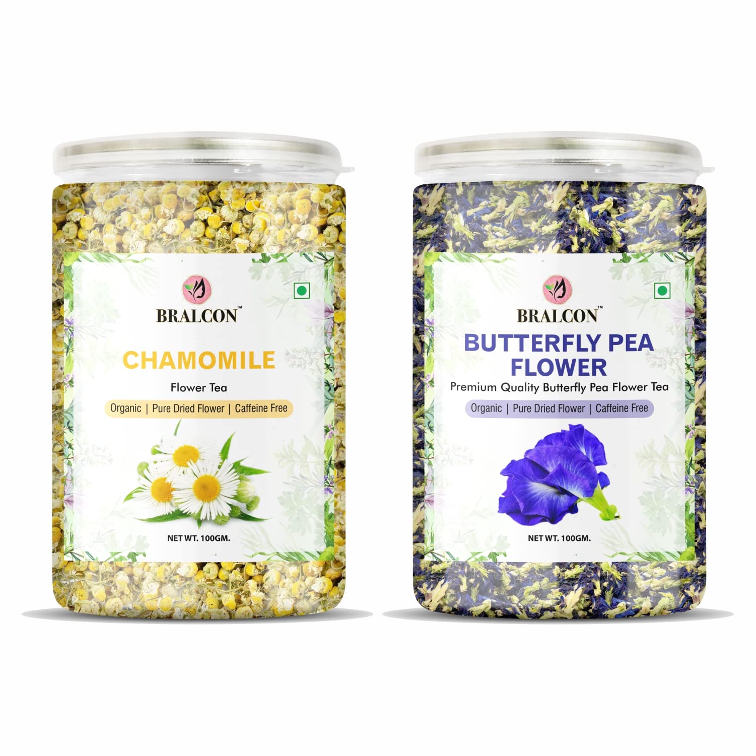 BRALCON Organic Herbal Tea Combo Pack- Butterfly Pea Flower Tea and Chamomile Flower Tea- 200g(100g x 2 Pack) | Caffeine Free Herbal Tea| Chamomile Tea Leaves | Blue Pea Tea | Boost Immunity (B0BCJ63LB9) Amazon Price History, Amazon Price Tracker