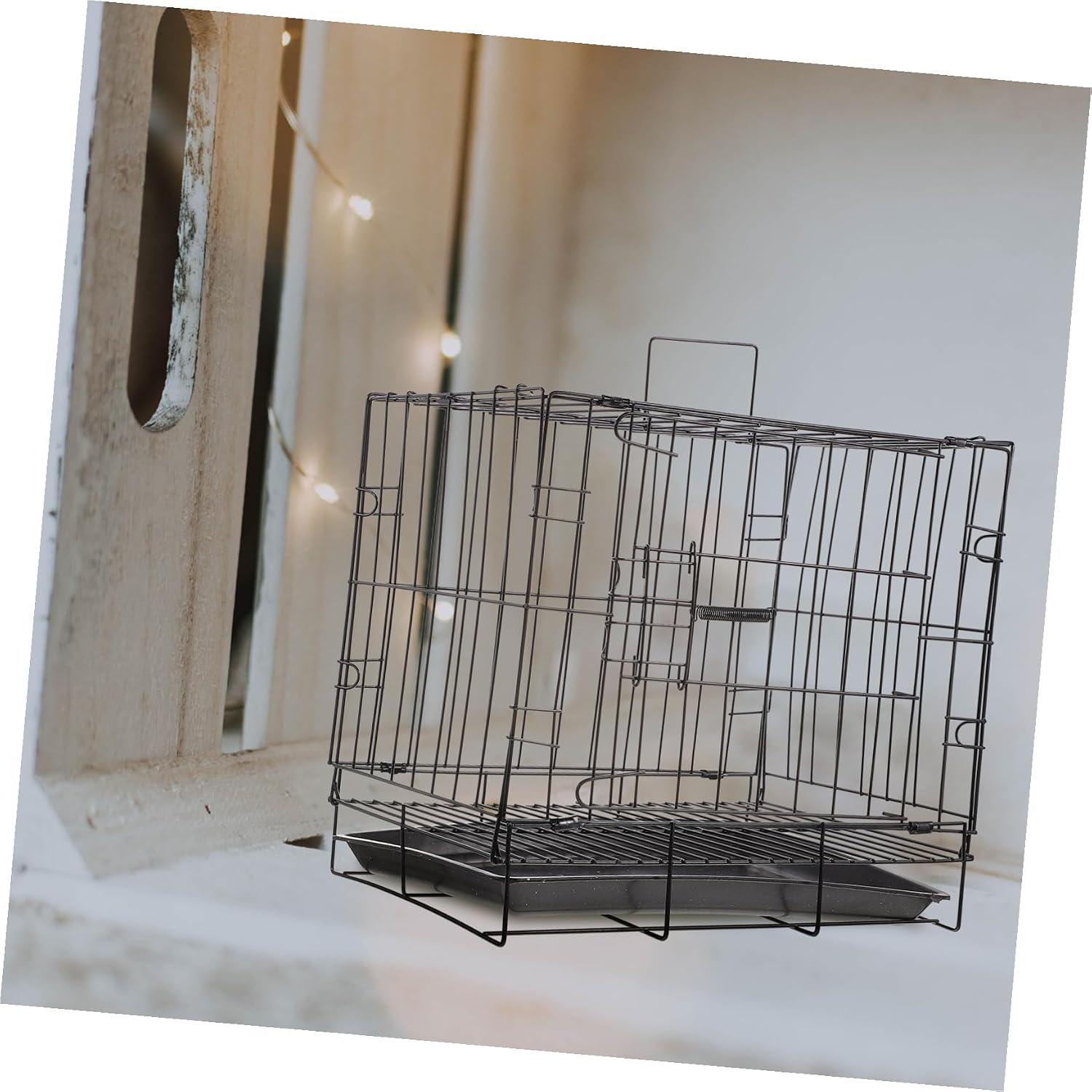 Pet Iron Wire Crate Folding Bite-Resistant Dog Cage Medium Small with Tray Black 35# Suitable for Training and Indoor Outdoor Use