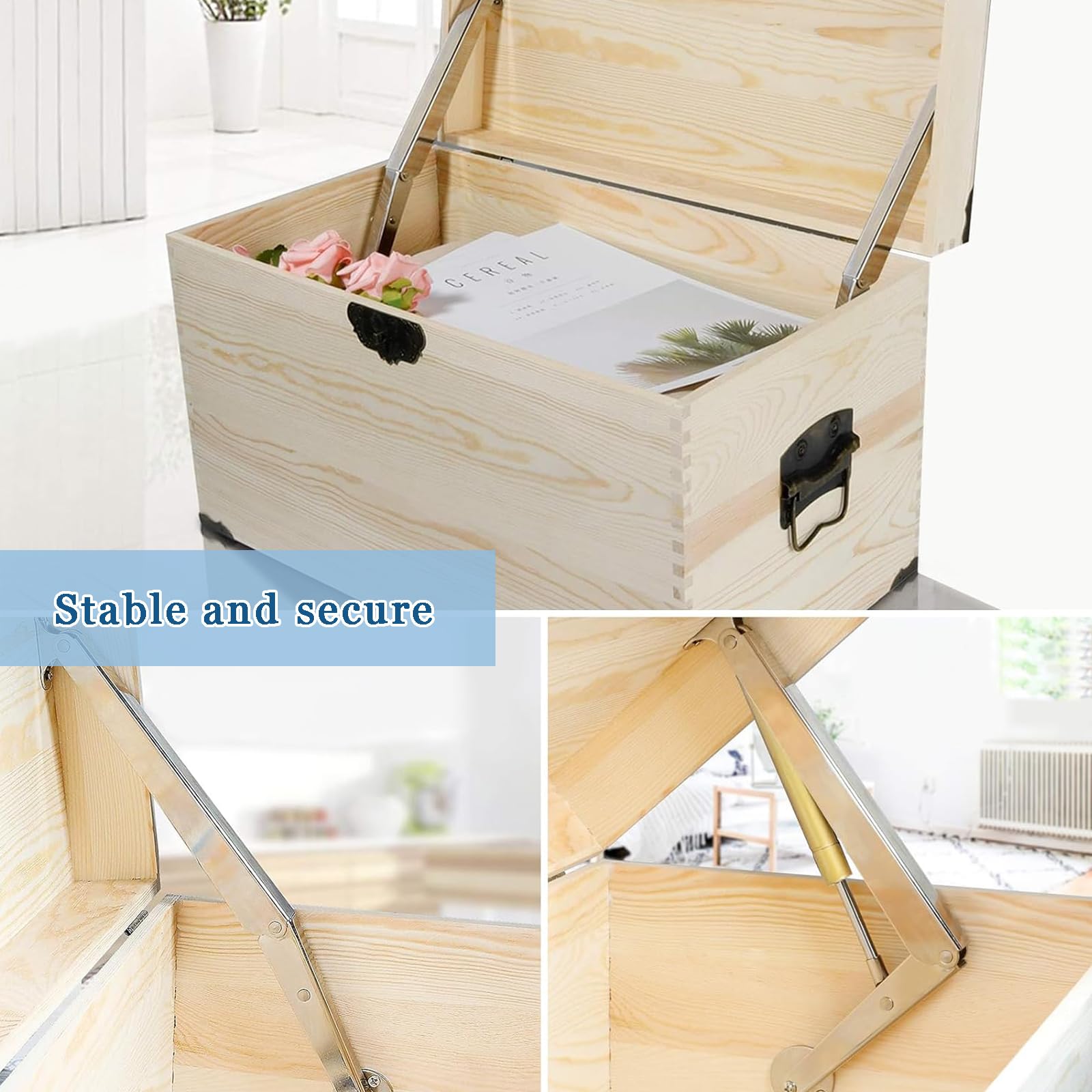 2 Pièces Support de Tatami Charnière, Tatami Vérins à Gaz, Vérins Charnières de Support, Une Forte Résistance, pour Rabats, Tatami, Armoire, Coffre à Jouets, 200 n, Tendre sur environ 30 cm
