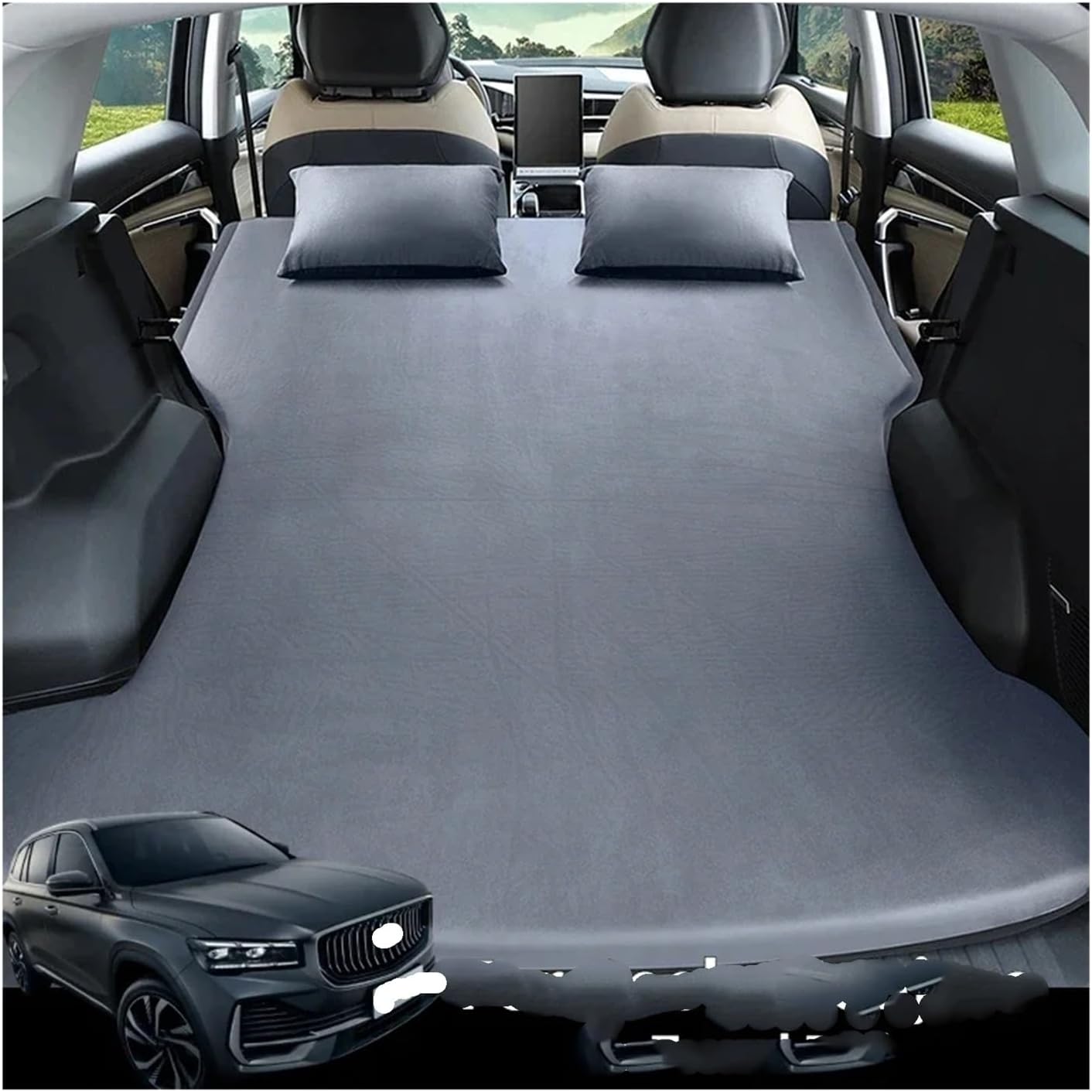 Compatible with Geely Monjaro Car Travel Bed Inflatable Air Mattress Outdoor Camping Inflatable Special Suede Fabric Mattress(A for Geely Monjaro)
