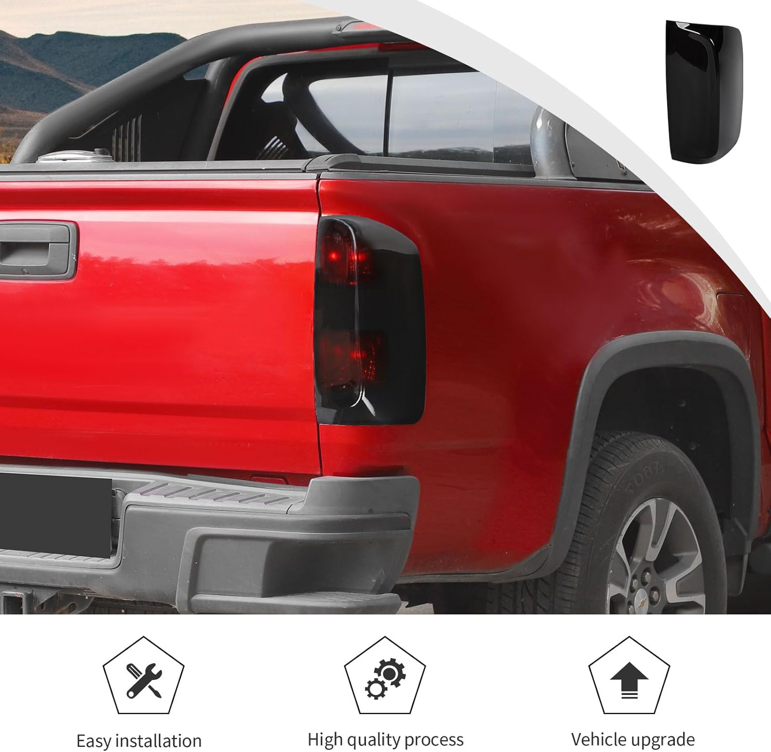 JWWY Smoked Taillight Rear Light Lamp Decor Tinted Darkened Taillight Cover Trim Fit for 2014-2022 Chevrolet Chevy Colorado Exterior Accessories 2PCS Blackened(Smoked)