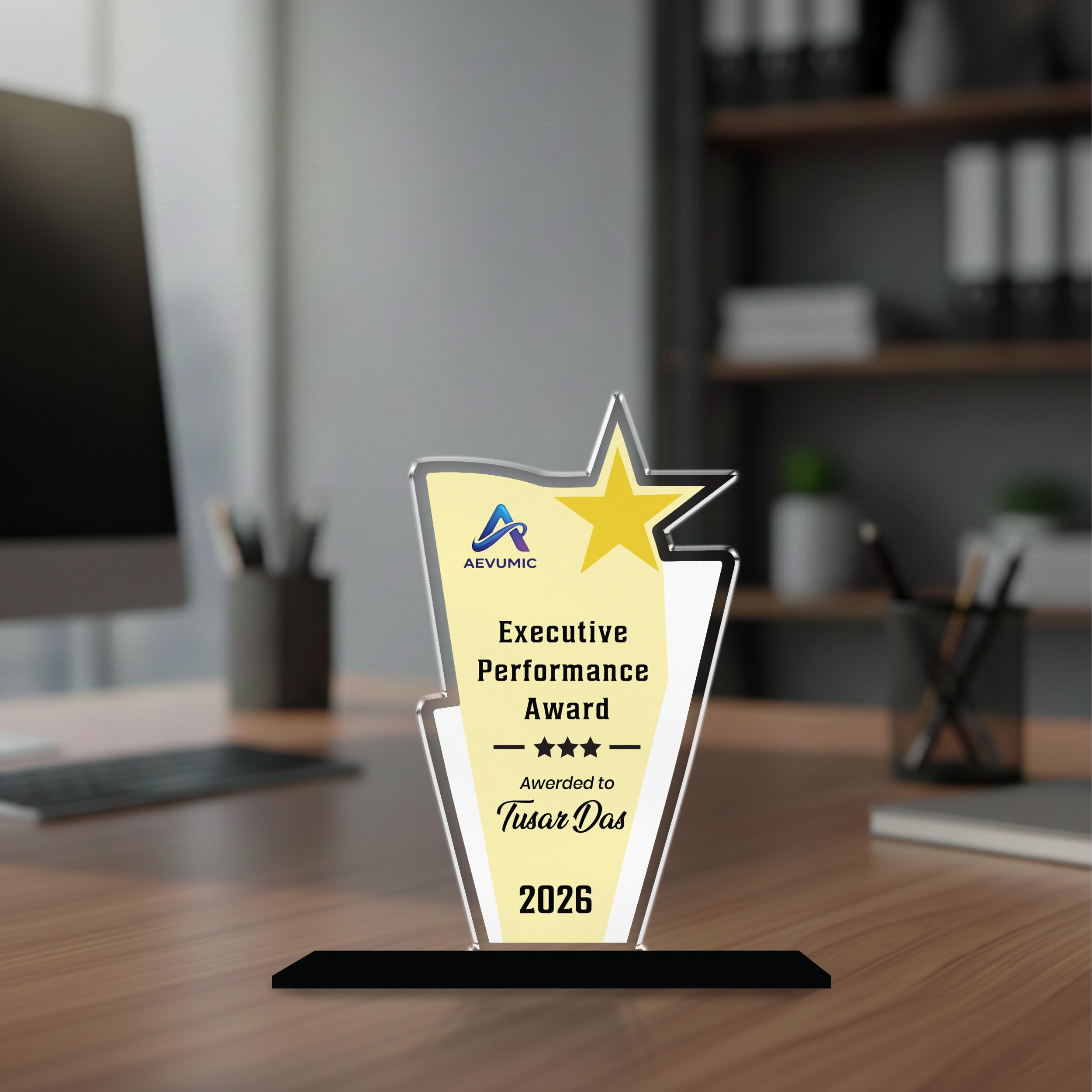 Gift Me Bazar Personalized Acrylic Award Trophy Custom with Name | Achievement Award for Employee, Corporate Recognition | Thankyou Gift for Employee (Executive Performance Award)-picture-29