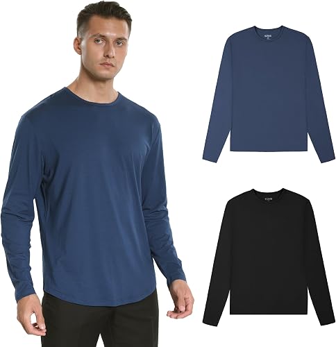 netdraw Camiseta informal de viscosa de bambú ultrasuave para hombre, dobladillo