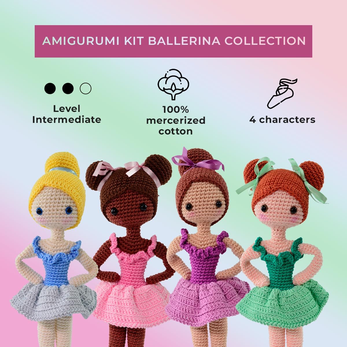 CÍRCULO Amigurumi Crochet Kit - Ballerina - All Included, Easy Instructions - Crochet Kit for Intermediate - Crochet Set - Doll Crochet Kit, Premium Amigurumi Yarn for Crocheting – Mary Claire