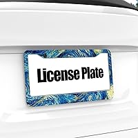 Vista 4 de Marco de Matrícula Nocturna Estrellada - 1 Paquete Personalizado de Aluminio, Cubierta de Placa de Auto con Arte de Pintura al Óleo, Porta Placa