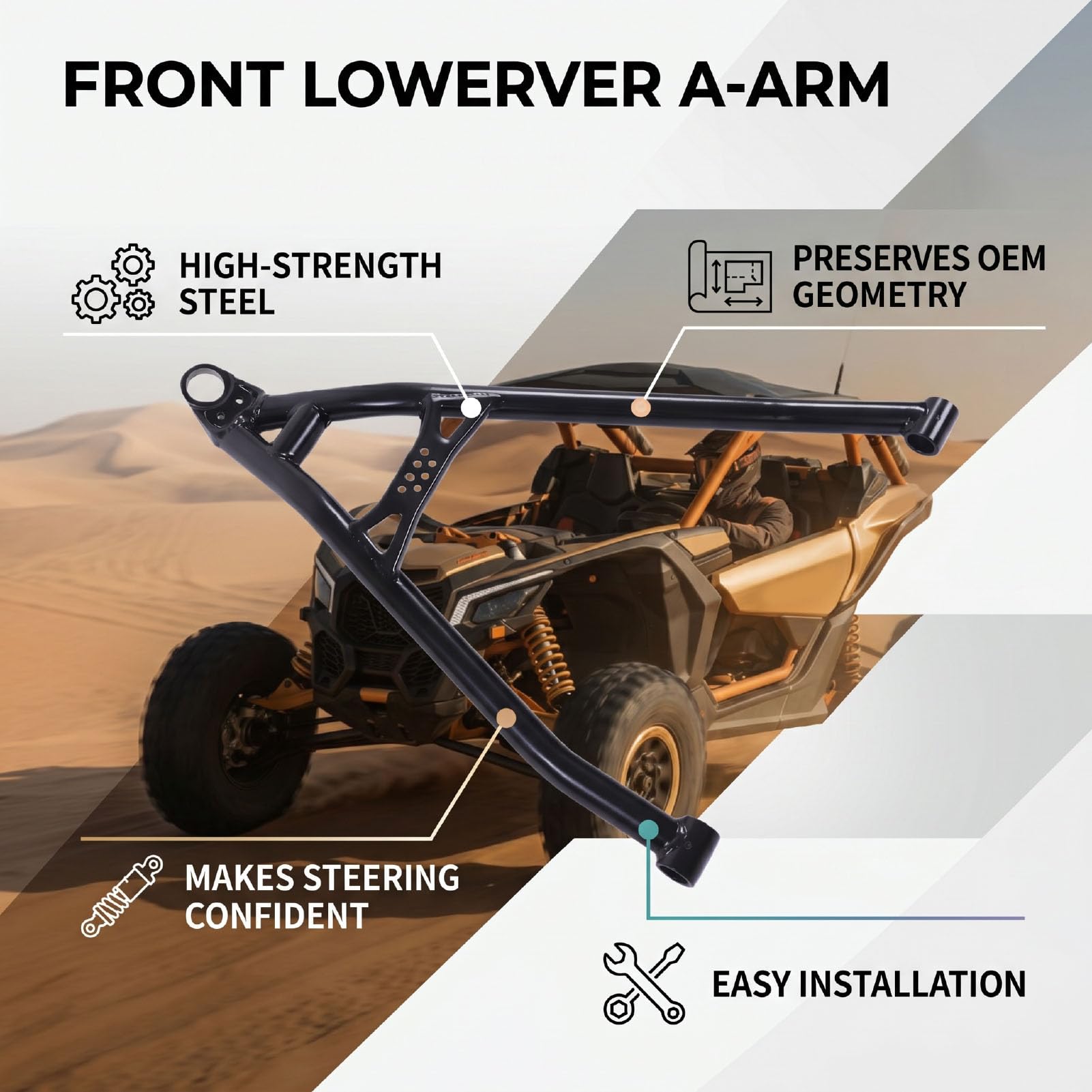 AMONIDA Precyzyjna Inżynieria Dolnego Wahacza Przedniego Zawieszenia dla Maverick X3 Turbo R 2018 1 Jednostka (Lewe dolne ramię: 706202919)