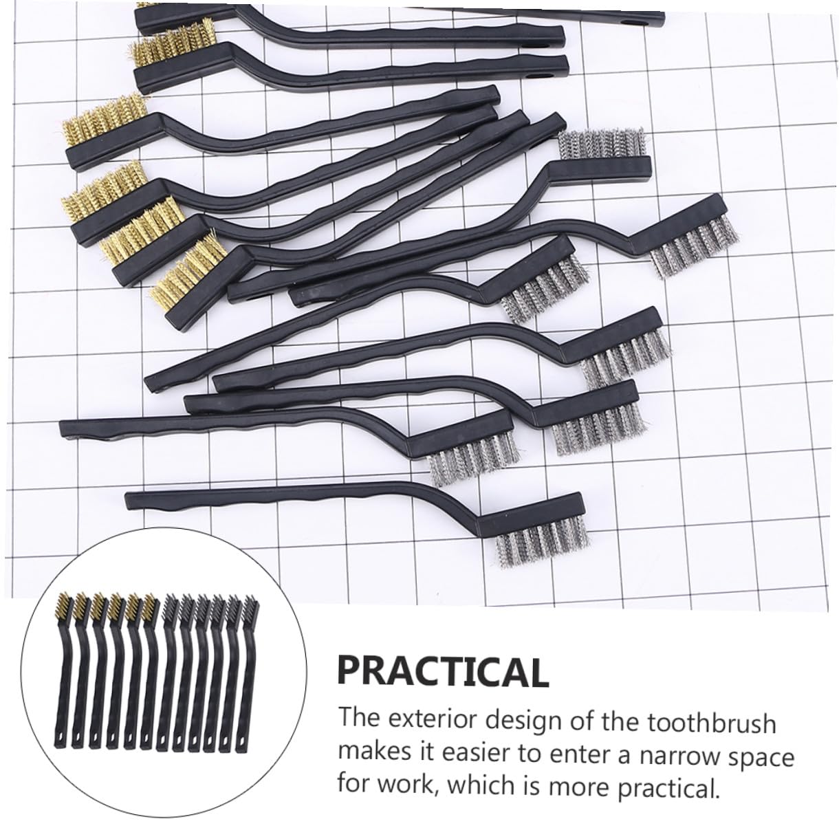 Ciieeo 12pcs Mini Toothbrush-Style Wire Brushes for Rust and Paint Removal Scratch Cleaning Tools with Narrow Head Design for Welding and Industrial Use