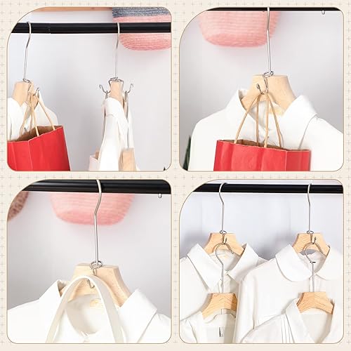 Miniatura 7 de Sosation 45 ganchos extensores para colgar ropa, ganchos para ahorro de espacio, ganchos de metal, mini gancho en cascada, clips extensores para