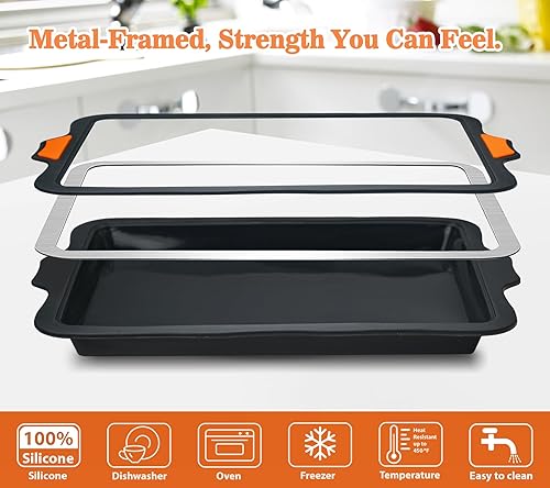 Miniatura 6 de Webake Molde de silicona para tartas de un cuarto de hoja, moldes de hoja de 9 x 13 pulgadas para hornear, hojas antiadherentes para galletas, molde