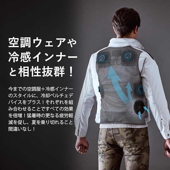 Amazon | [村上被服] 鳳凰 ペルチェベスト 素子 冷暖 バッテリー フル 