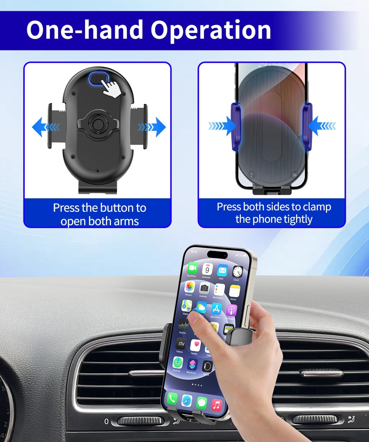 Car Phone Holder for 2012-2013 Volkswagen Golf R & 2010-2014 VW Golf/GTI Auto Accessories，One Hand Place & Pick，360° Rotation，Hands Free，for 4.7-7 inch Phones
