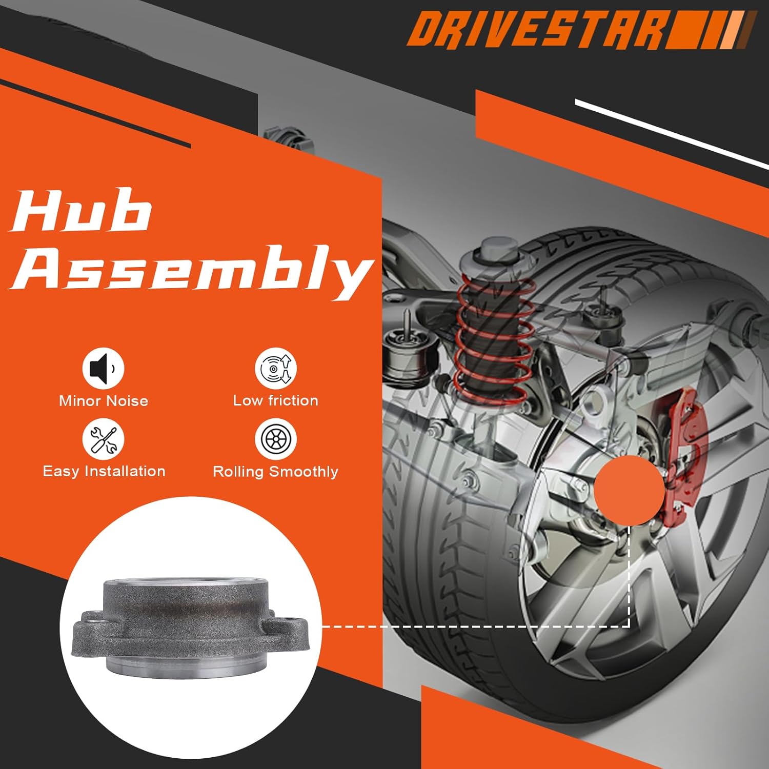 DRIVESTAR 512346 Rear Wheel Hub & Bearing for Nissan 350Z 2003-2009/2003-2007 Infiniti G35(Pair)