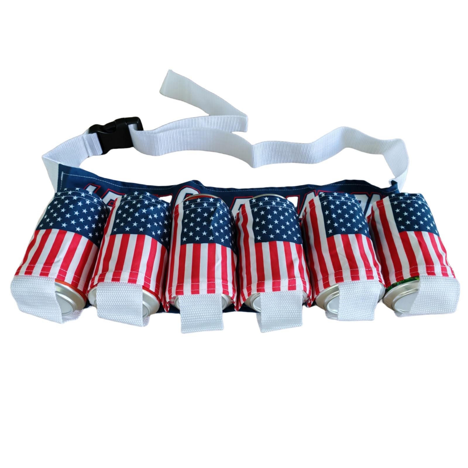 Sanseenia Beer Belt,Fourth of July American Patriotic Beer Gift for Men,6 Pack Unisex Beer Holster,Beverage Beer Soda Bottle Belt Holder,Beer