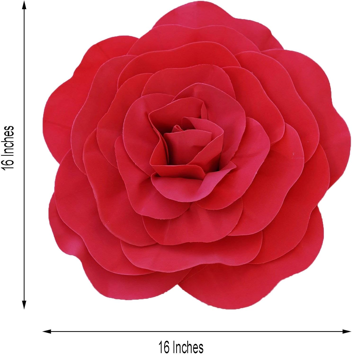 4 pcs 16" Wide Red Artificial Large Roses Flowers Wall Backdrop Party Wedding Decorations
