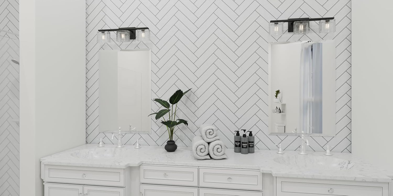 Quoizel Westcap Modern Vanity Lights, 3-Light, 22.5 Inch Matte Black Bathroom Lighting Fixtures Over Mirror, Sandblasted Glass, G9 Bulb, Transitional Wall Light for Bathrooms, Kitchen or Hallway