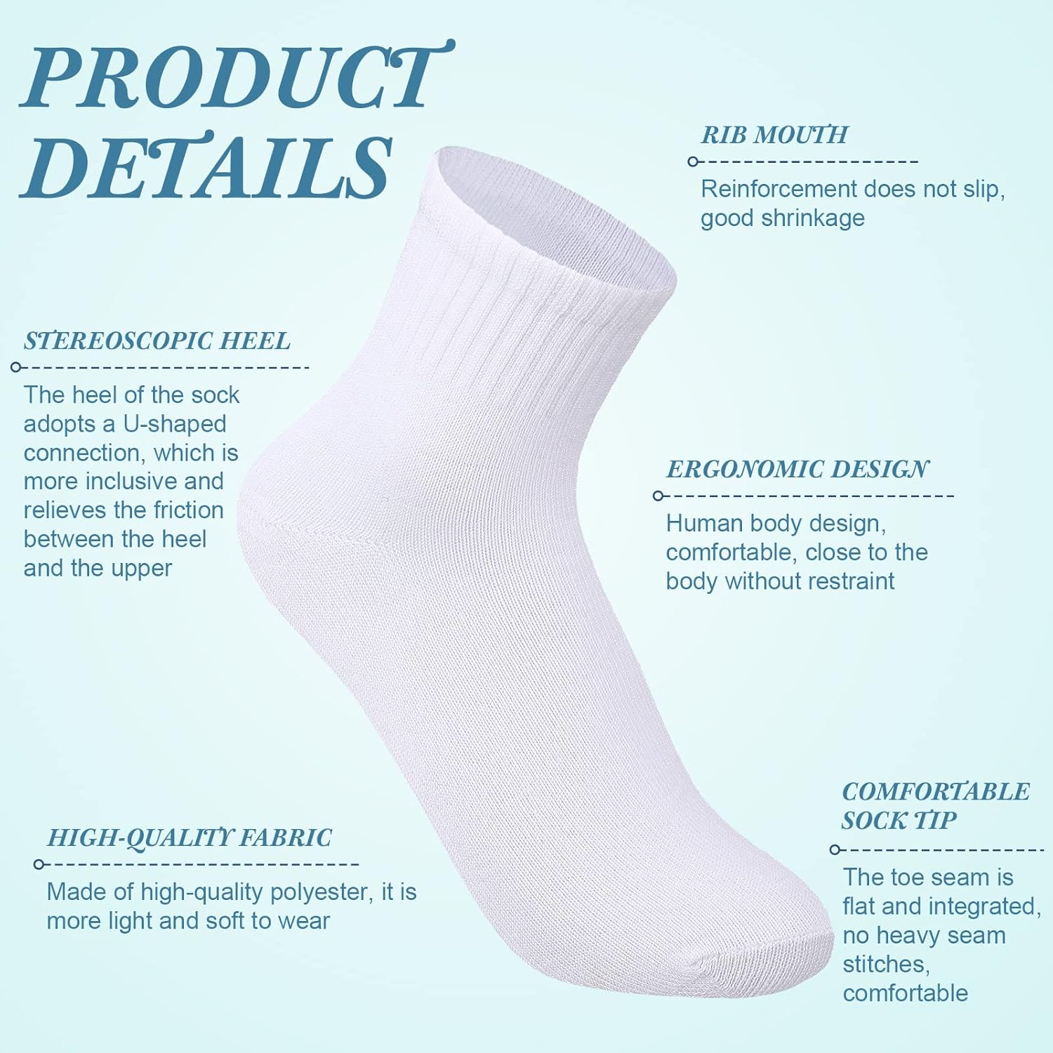 Tarpop 48 Pairs Men Quarter Ankle Socks Moisture Wicking Athletic Crew Casual Sports Socks Bulk for Homeless - Image 4