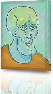 POP Creations SpongeBob Square Pants Squidward Art - Handsome Squidward, 17.5x14 Stretched, Funny Squidward Art Decor - Wall Art for Living Room