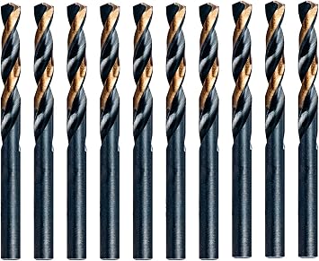 MAXTOOL 5/32" 10pcs Identical Screw Machine Drills HSS M2 Twist Stub Drill Bits Black-Bronze Fully Ground Straight Shank Short Drills; SMF02H10R10P10