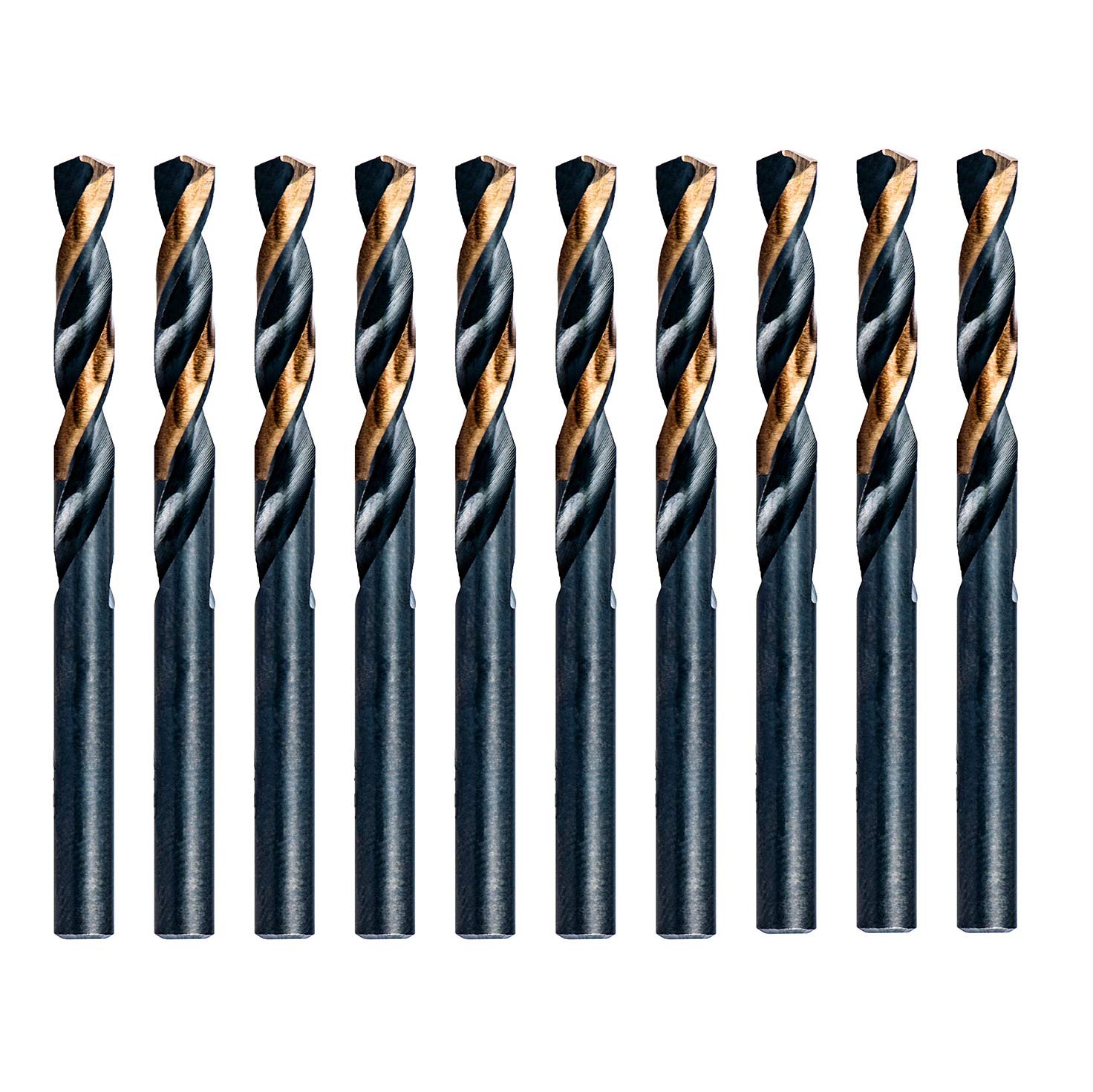 MAXTOOL 5/16" 10PCs Identical Screw Machine Drill Bits HSS M2 Stub Drill Bits Short Drills Fully Ground Black & Bronze Straight Shank; SMF02H10R20E10
