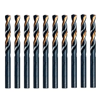 MAXTOOL Letter J 10PCs Identical Screw Machine Drill Bits HSS M2 Stub Short Drills Fully Ground Black & Bronze Straight Shank; SML02H10RJ10
