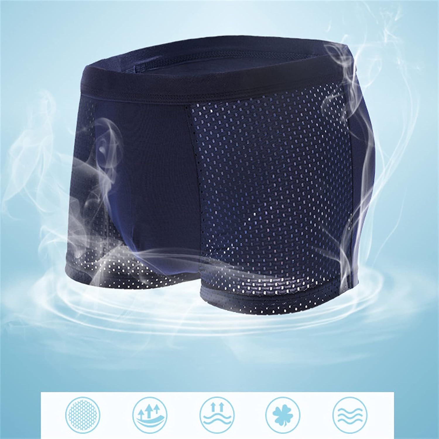 Andongnywell summer Men's Mesh ice silk breathable Modal Microfiber Trunks Underwear Covered Band Multipack 3 Pack