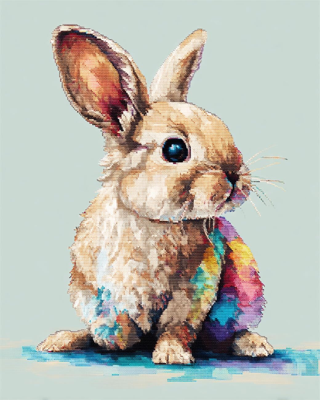 AxiangziK Animal DIY Rug Making Kit Colorful Rabbit DIY Latch Hook Rug Making Kits for Beginners Unfinished Crocheting Tapestry Embroidery Carpet 39x55in