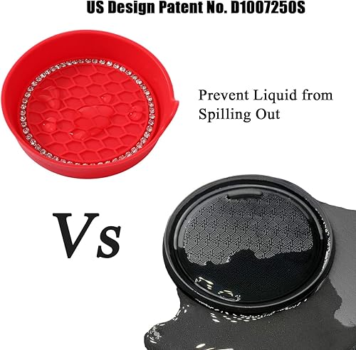 Miniatura 6 de Amooca Portavasos universales antideslizantes para automóvil, accesorios para el interior del automóvil, 2 unidades, color rojo
