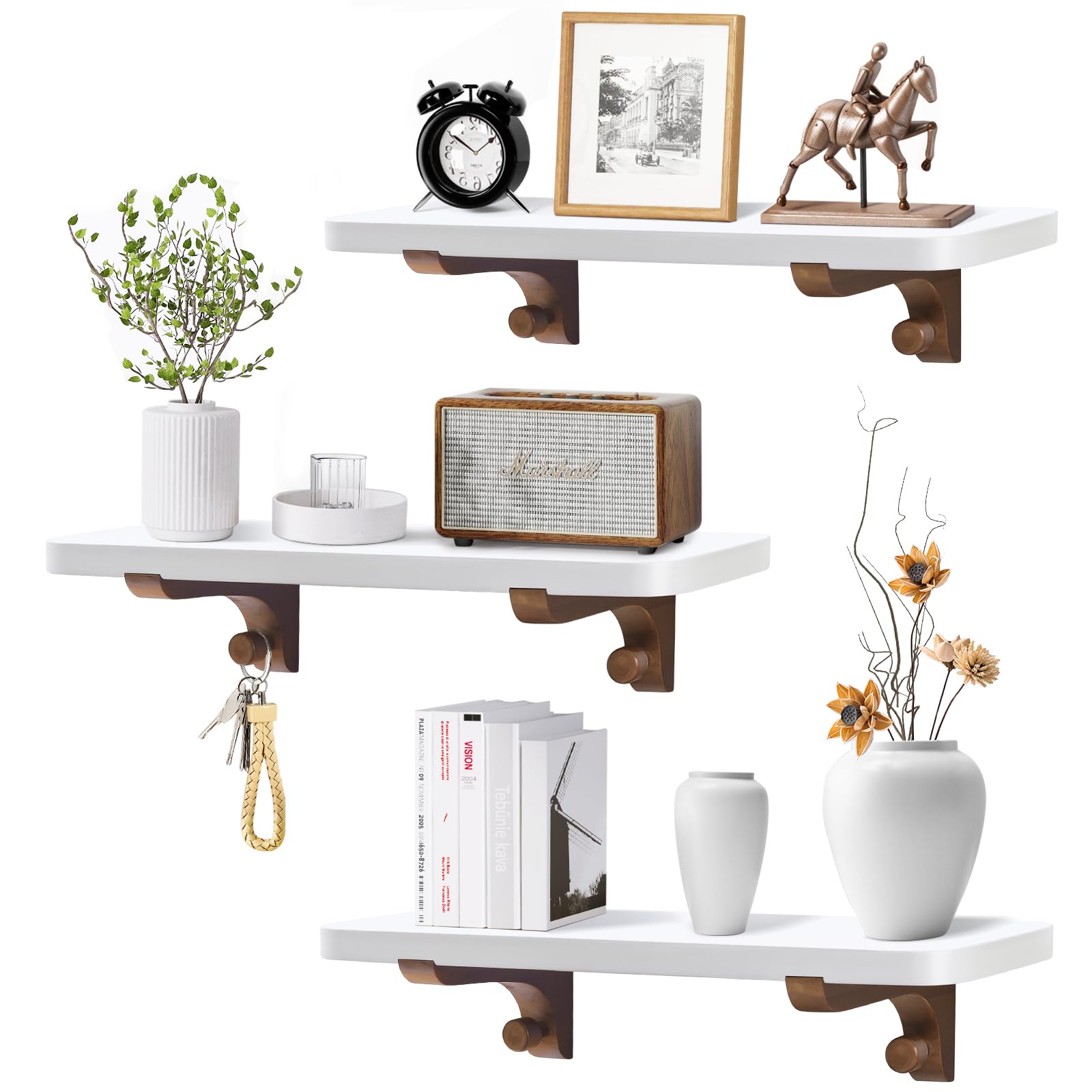 Étagère murale pour salon et chambre étagères flottantes bicolores lot de 3